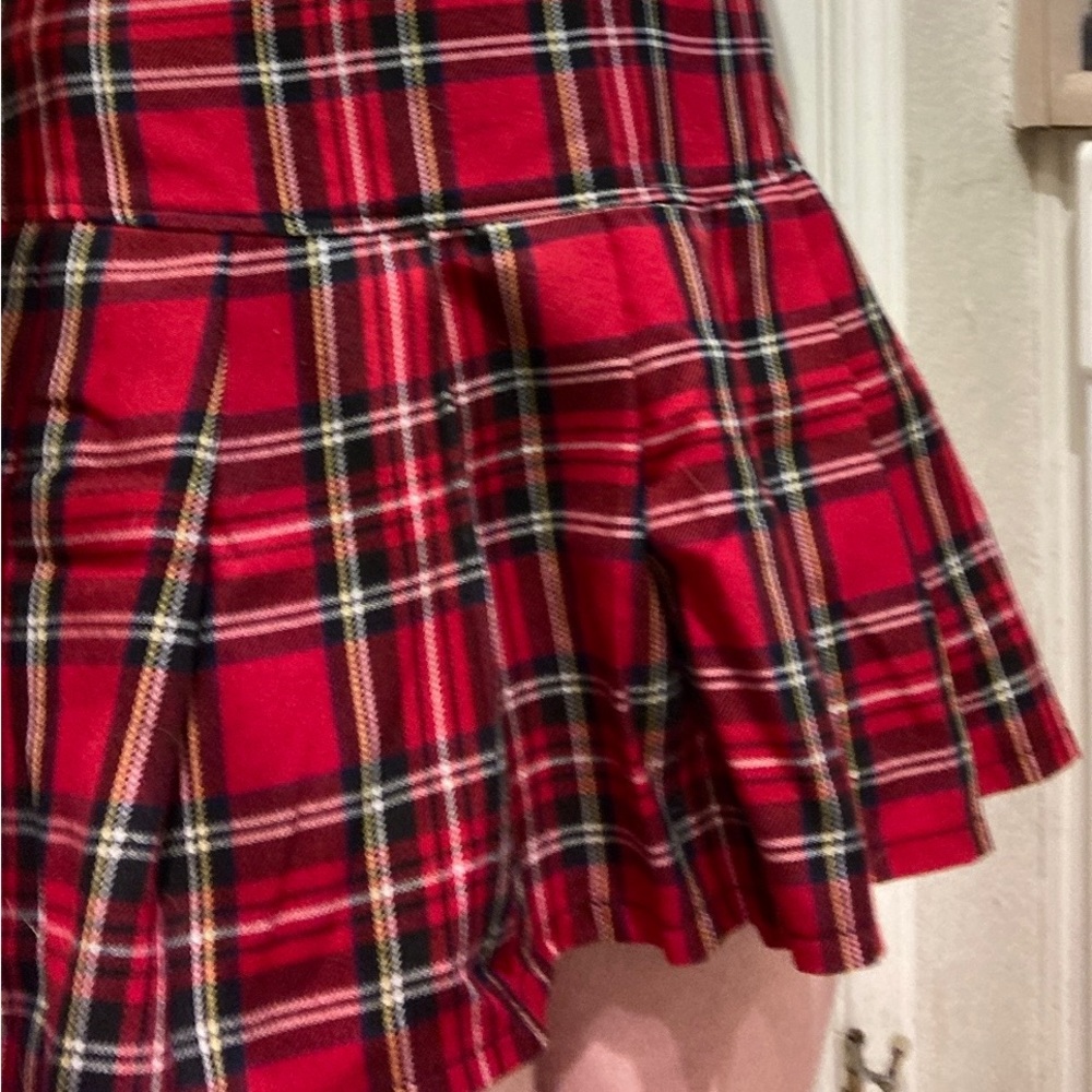 Royal Bones red plaid pleated skirt